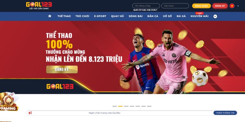 Truy cập trang chủ của Goal123 an toàn 